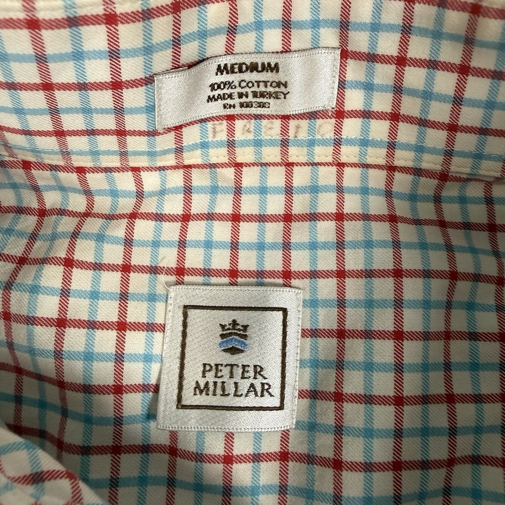 Peter Millar Shirt Mens Medium Long Sleeve Button Down Plaid Red Blue Cotton⁠ - Picture 2 of 9